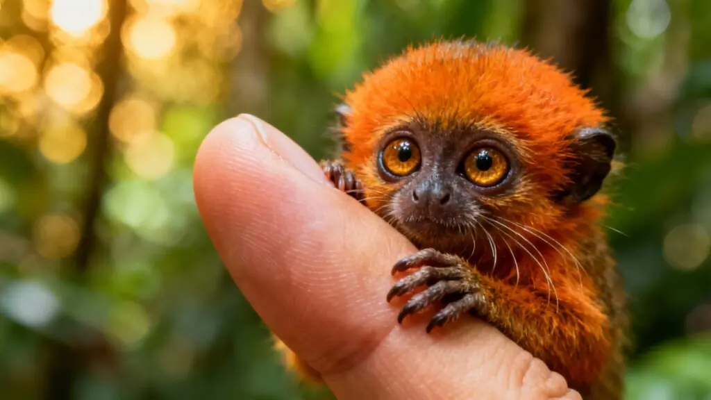 Le marmouset pygmée, le plus petit singe du monde : si minuscule qu’il pèse le poids d’une motte de beurre