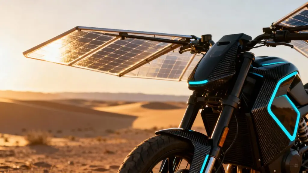 La moto qui se recharge au soleil : l&rsquo;adieu aux pompes à essence et aux bornes électriques ?
