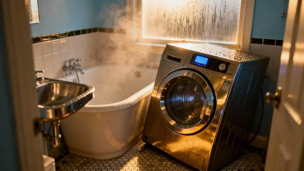 Machine à laver dans la salle de bains : un choix risqué pour votre sécurité et votre santé