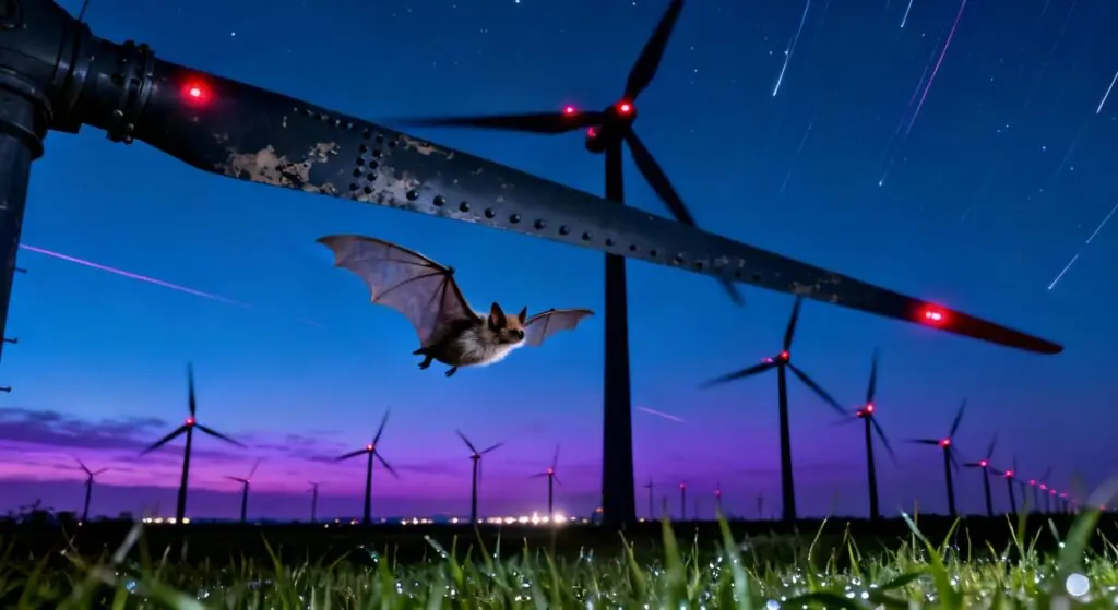 La lumière nocturne des éoliennes, une menace silencieuse pour les chauves-souris